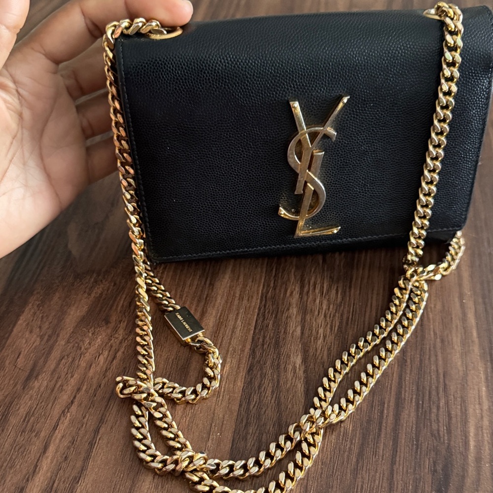 Yves Saint Laurent Black and Gold Chain Bag